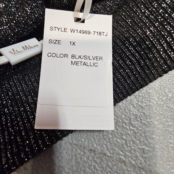 Vila Milano Womens Plus Size 1X Black Silver Metallic Wide Leg Sweater Pants NWT - Picture 9 of 11